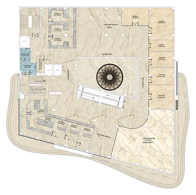 Pretium Mall 3rd floor plan: food court seating with kitchens and an open seating area