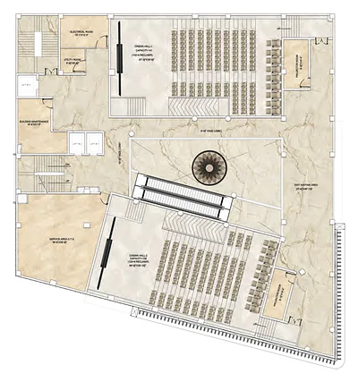 Pretium Mall 5th floor plan: multiplex cinema auditoriums